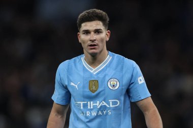 Manchester City 'den Julin Ivarez Premier Lig maçı sırasında Manchester City, Etihad Stadyumu' nda Burnley 'e karşı 31 Ocak 2024