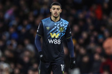 Burnley takımından Anass Zaroury Premier Lig maçında Manchester City, Etihad Stadyumu 'nda Burnley' e karşı, 31 Ocak 202