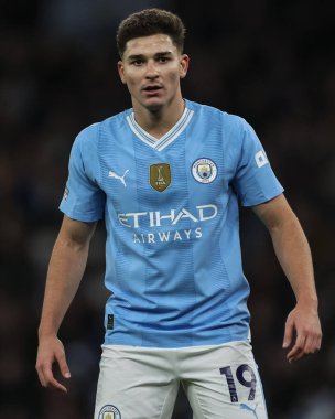 Manchester City 'den Julin Ivarez Premier Lig maçı sırasında Manchester City, Etihad Stadyumu' nda Burnley 'e karşı 31 Ocak 2024