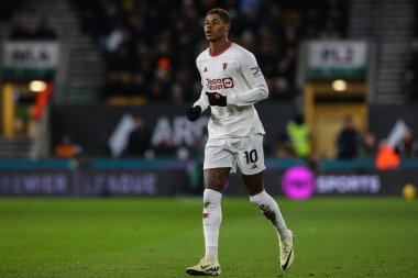 Manchester United 'dan Marcus Rashford Premier League karşılaşmasında Wolverhampton Wanderers, Manchester United' a karşı Molineux, Wolverhampton, Birleşik Krallık, 1 Şubat 202