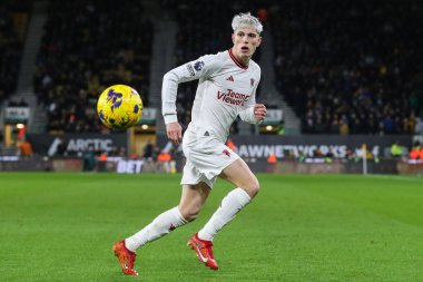 Manchester United 'dan Alejandro Garnacho Premier League karşılaşmasında Wolverhampton Wanderers' a karşı Molineux, Wolverhampton, İngiltere 'de 1 Şubat 202