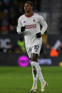 Manchester United 'dan Marcus Rashford Premier League karşılaşmasında Wolverhampton Wanderers, Manchester United' a karşı Molineux, Wolverhampton, Birleşik Krallık, 1 Şubat 202