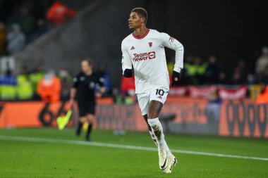 Manchester United 'dan Marcus Rashford Premier League karşılaşmasında Wolverhampton Wanderers, Manchester United' a karşı Molineux, Wolverhampton, Birleşik Krallık, 1 Şubat 202