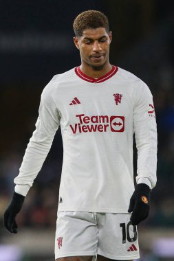 Manchester United 'dan Marcus Rashford Premier League karşılaşmasında Wolverhampton Wanderers, Manchester United' a karşı Molineux, Wolverhampton, Birleşik Krallık, 1 Şubat 202