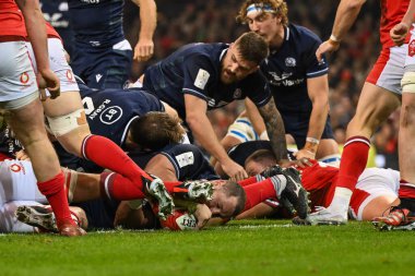 İskoçyalı Pierre Schoeman, 3 Şubat 202 'de İngiltere' nin Cardiff kentindeki Principality Stadyumu 'nda oynanan 2024 Guinness 6 Milletler Galler - İskoçya maçına gidiyor.