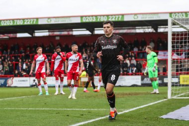 Blackpool takımından Albie Morgan 3 Şubat 202 'de Lamex Stevenage, İngiltere' de Stevenage-Blackpool maçında