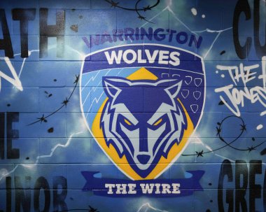 Halliwell Jones Stadyumu 'nda Halliwell Jones Stadyumu' nda 3 Şubat 202 'de oynanan Rugby Ligi Joe Philbin Tanıklık maçı öncesinde Warrington Wolves, Leigh Leopards' a karşı Halliwell Jones Stadı, Warrington, İngiltere