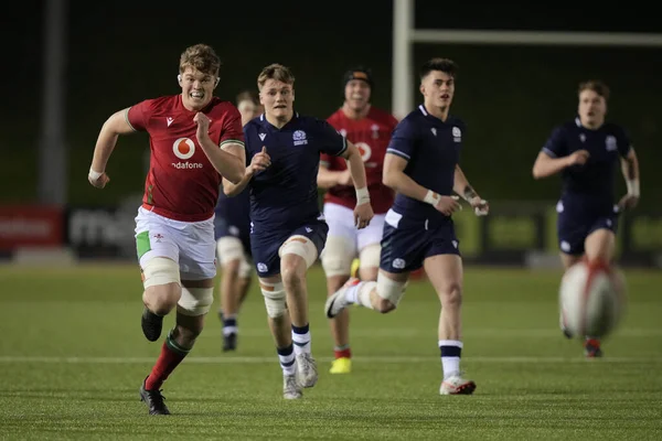 Galler 'den Osian Thomas U20, İskoçya' nın 2024 Guinness U20 maçında İskoçya U20 'lere karşı Stadiwm CSM, Colwyn Bay, Birleşik Krallık' ta 2 Şubat 202