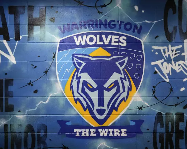Halliwell Jones Stadyumu 'nda Halliwell Jones Stadyumu' nda 3 Şubat 202 'de oynanan Rugby Ligi Joe Philbin Tanıklık maçı öncesinde Warrington Wolves, Leigh Leopards' a karşı Halliwell Jones Stadı, Warrington, İngiltere