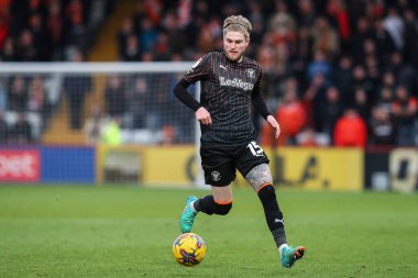 Blackpool takımından Hayden Coulson, 3 Şubat 202 'de Lamex Stevenage Stevenage, İngiltere' de oynanan 1.