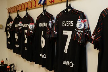 Blackpool 'dan George Byers' ın üçüncü tişörtü, 3 Şubat 202 'de İngiltere' de Lamex Stadyumu 'nda oynanan Sky Bet 1 karşılaşması Stevenage - Blackpool maçı öncesinde giyilmiştir.