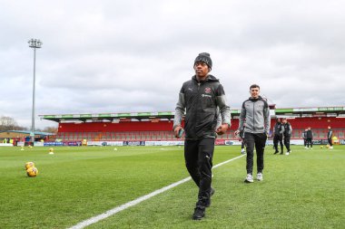 Blackpool 'dan Karamoko Dembl # 11, 3 Şubat 2024' te İngiltere 'deki Lamex Stadyumu' nda Gökyüzü İddia Ligi 1 maçı Stevenage-Blackpool maçından önce geldi.