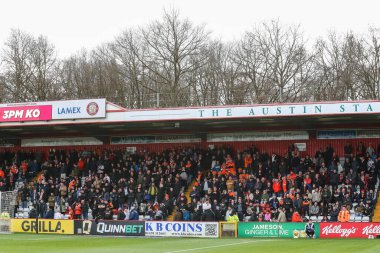 Blackpool taraftarları 3 Şubat 202 'de İngiltere' nin Stevenage Stadyumu 'nda oynanan Sky Bet 1 karşılaşmasında Stevenage ve Blackpool karşılaşmasını izlediler.