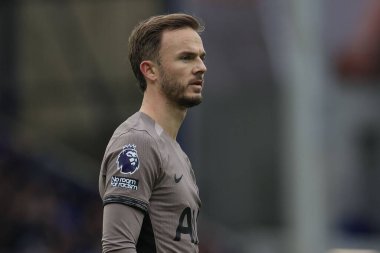 Tottenham Hotspur 'dan James Maddison Premier Lig maçı sırasında Everton Tottenham Hotspur' a karşı Goodison Park, Liverpool, İngiltere, 3 Şubat 202