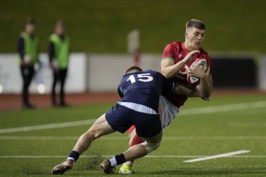 İskoçya 'dan Fergus Watson 2024 Guinness U20' de Galler 'den Harry Rees-Weldon' a karşı İskoçya 20 'ler Stadiwm CSM, Colwyn Bay, İngiltere, 2 Şubat 202