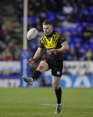 Warrington Wolves 'tan George Williams Rugby Ligi' nden Joe Philbin Tanıklık maçı sırasında Warrington Wolves, Leigh Leopards 'a karşı Halliwell Jones Stadyumu, Warrington, İngiltere, 3 Şubat 202