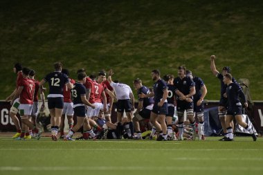 İskoçya 'dan Elliot Young 2024 Guinness U20-6 Milletler arası Stadiwm CSM, Colwyn Bay, Birleşik Krallık, 2 Şubat 202' de Galler - İskoçya U20 'ler maçında pençe darbesi denemesi yaptı.