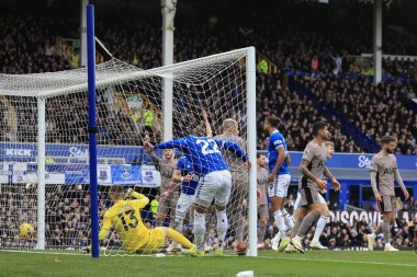 Everton 'dan Dominic Calvert-Lewin Premier Lig karşılaşmasında 1-1 öne geçiyor Everton Tottenham Hotspur' a karşı Goodison Park, Liverpool, İngiltere, 3 Şubat 202