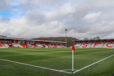 A general view inside of the Lamex Stadium, home of Stevenage ahead of the Sky Bet League 1 match Stevenage vs Blackpool at Lamex Stadium, Stevenage, United Kingdom, 3rd February 202 clipart