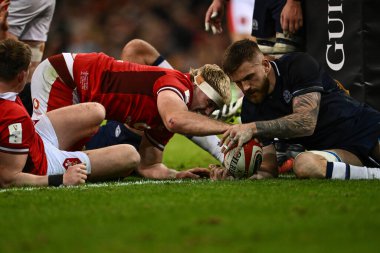 Galler 'den Aaron Wainwright, 3 Şubat 202' de İngiltere 'nin Cardiff kentindeki Principality Stadyumu' nda oynanan 2024 Guinness 6 Milletler Galler 'e karşı İskoçya maçına gidiyor.