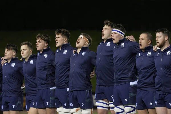 İskoçya U20 'li oyuncular Ulusal Marş' ı 2024 Guinness U20 U20 'li, İskoçya U20' lilere karşı Stadiwm CSM, Colwyn Bay, Birleşik Krallık 'ta 2 Şubat 2024' te oynanan karşılaşmadan önce söylüyorlar.