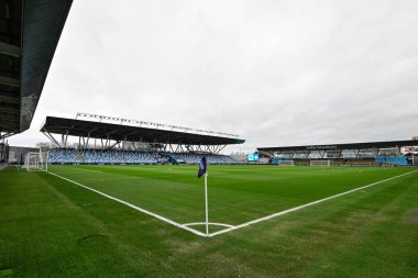 Maç öncesinde Joie Stadyumu 'nun genel görünümü, 4 Şubat 202' de İngiltere 'nin Joie Stadyumu' nda Manchester City Women - Leicester City Women maçında gösterildi.