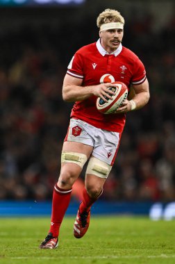 Galler 'den Aaron Wainwright, 3 Şubat 202' de İngiltere 'nin Cardiff şehrindeki Principality Stadyumu' nda oynanan 2024 Guinness 6.