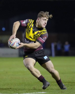 Warrington Wolves 'tan Leon Hayes Rugby Ligi' nden Joe Philbin Tanıklık maçı sırasında Warrington Wolves, Halliwell Jones Stadyumu 'nda Leigh Leopards' a karşı, 3 Şubat 202