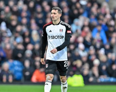 Fulham 'dan Timothy Castagne, Premier Lig maçı sırasında Burnley Fulham' a karşı Turf Moor, Burnley, İngiltere, 3 Şubat 202