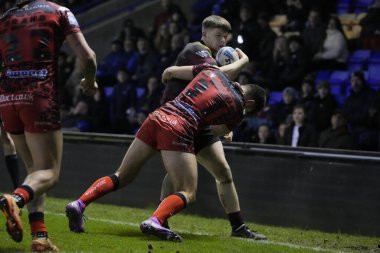 Warrington Wolves 'tan Jake Thewlis, 3 Şubat 202' de Warrington, Warrington 'da oynanan Rugby Ligi Joe Philbin Tanıklık maçı sırasında Halliwell Jones Stadyumu' nda Warrington Wolves 'a karşı Leigh Leopards' la karşı karşıya geldi.