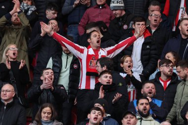 Sunderland taraftarları 4 Şubat 202 'de Middlesbrough - Sunderland Riverside Stadyumu, Middlesbrough, Birleşik Krallık' ta oynanan Sky Bet Şampiyonası karşılaşmasında başlama vuruşundan önce