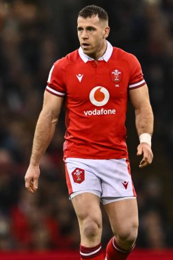 Galler 'den Gareth Davies 2024 Guinness maçında İskoçya' ya karşı Galler, Cardiff, Birleşik Krallık 'ta 3 Şubat 202' de