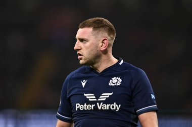 İskoçyalı Finn Russell 2024 Guinness 6 Milletler Kupası 'nda İskoçya' ya karşı Principality Stadyumu, Cardiff, İngiltere, 3 Şubat 202