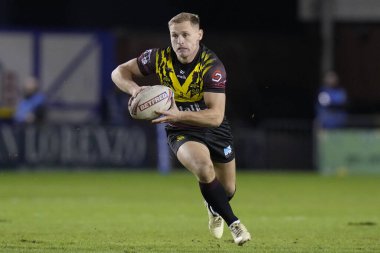 Warrington Wolves 'tan Brad Dwyer Rugby Ligi' nden Joe Philbin Tanıklık maçı sırasında Warrington Wolves, Leigh Leopards 'a karşı Halliwell Jones Stadyumu, Warrington, Birleşik Krallık, 3 Şubat 202