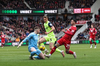 Sunderland 'dan Anthony Patterson Middlesbrough' dan Sam Greenwood 'un 4 Şubat 202' de Riverside Stadyumu 'nda Middlesbrough' a karşı oynadığı Sky Bet Şampiyonası maçında attığı şutu kurtardı.