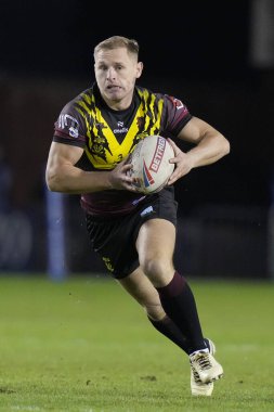 Warrington Wolves 'tan Brad Dwyer Rugby Ligi' nden Joe Philbin Tanıklık maçı sırasında Warrington Wolves, Leigh Leopards 'a karşı Halliwell Jones Stadyumu, Warrington, Birleşik Krallık, 3 Şubat 202