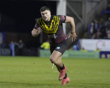 Warrington Wolves 'tan Joe Philbin Rugby Ligi' nden Joe Philbin tanıklık maçı sırasında Halliwell Jones Stadyumu 'nda Warrington Wolves Leigh Leopards' a karşı, 3 Şubat 202