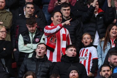 Sunderland taraftarları 4 Şubat 202 'de Middlesbrough - Sunderland Riverside Stadyumu, Middlesbrough, Birleşik Krallık' ta oynanan Sky Bet Şampiyonası karşılaşmasında başlama vuruşundan önce