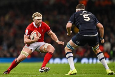 Galler 'den Aaron Wainwright, 3 Şubat 202' de İngiltere 'nin Cardiff şehrindeki Principality Stadyumu' nda oynanan 2024 Guinness 6.