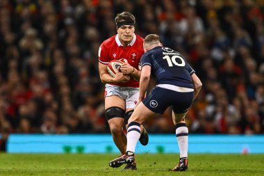 Galler 'den Teddy Williams, 3 Şubat 202' de İngiltere 'nin Cardiff kentindeki Principality Stadyumu' nda oynanan 2024 Guinness 6 Milletle İskoçya maçında