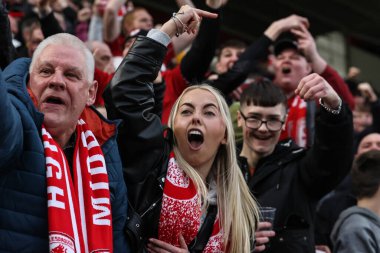 Middlesbrough taraftarları Middlesbrough 'lu Marcus Forss' un 4 Şubat 202 'de Middlesbrough, Middlesbrough' daki Riverside Stadyumu 'nda oynanan Sky Bet Şampiyonası maçında 1-0 kazanmasını kutluyorlar.
