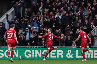Middlesbrough 'dan Marcus Forss, 4 Şubat 202' de Middlesbrough, İngiltere 'deki Riverside Stadyumu' nda oynanan Sky Bet Şampiyonası maçında 1-0 'lık galibiyetini kutluyor.