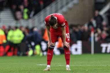 Middlesbrough 'dan Luke Ayling, Middlesbrough - Middlesbrough Stadyumu' nda Middlesbrough - Middlesbrough maçında 4 Şubat 202 'de oynanan son düdük düdüğünden sonra
