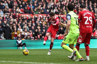 Middlesbrough takımından Hayden Hackney, Middlesbrough, İngiltere 'deki Riverside Stadyumu' nda oynanan Middlesbrough-Sunderland maçında gol atarken, 4 Şubat 202