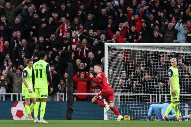 Middlesbrough 'dan Marcus Forss, 4 Şubat 202' de Middlesbrough, İngiltere 'deki Riverside Stadyumu' nda oynanan Sky Bet Şampiyonası maçında 1-0 'lık galibiyetini kutluyor.