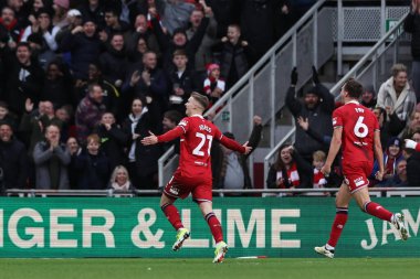 Middlesbrough 'dan Marcus Forss, 4 Şubat 202' de Middlesbrough, İngiltere 'deki Riverside Stadyumu' nda oynanan Sky Bet Şampiyonası maçında 1-0 'lık galibiyetini kutluyor.
