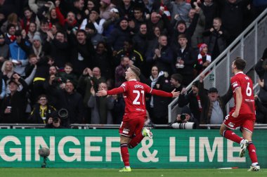 Middlesbrough 'dan Marcus Forss, 4 Şubat 202' de Middlesbrough, İngiltere 'deki Riverside Stadyumu' nda oynanan Sky Bet Şampiyonası maçında 1-0 'lık galibiyetini kutluyor.