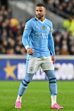 Manchester City 'den Kyle Walker Premier League maçı sırasında Brentford Manchester City' ye karşı Gtech Community Stadyumu, Londra, 5 Şubat 202