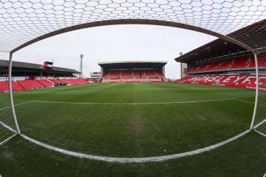 Oakwell 'in Sky Bet Ligi 1 maçı sırasında Oakwell, Barnsley' e karşı Leyton Orient 'in 10 Şubat 202' de Oakwell, Barnsley 'de oynadığı maçın genel görünümü