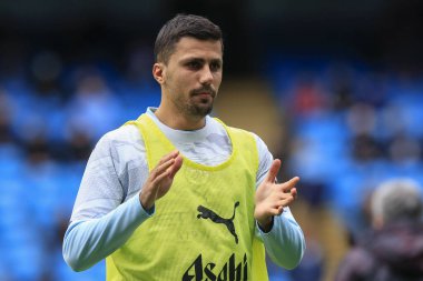 Manchester City 'den Rodrigo Premier Lig karşılaşması öncesinde Etihad Stadyumu' nda Manchester City Everton 'a karşı 10 Şubat 202' de oynanan ısınma maçında